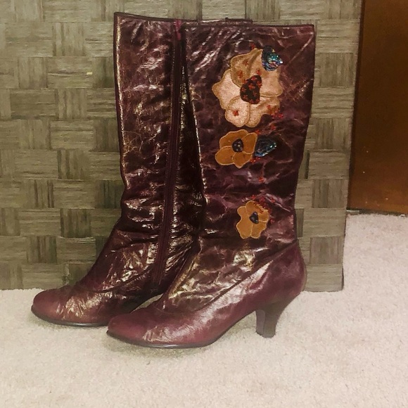 Kenzie Metallic Floral Heeled Boots - Picture 2 of 5